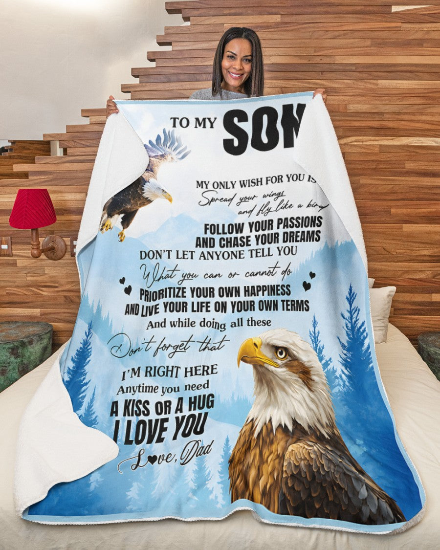 To My Son Blanket Sherpa Fleece Blanket Sherpa Fleece Blanket - From DAD (SKU2608-324)
