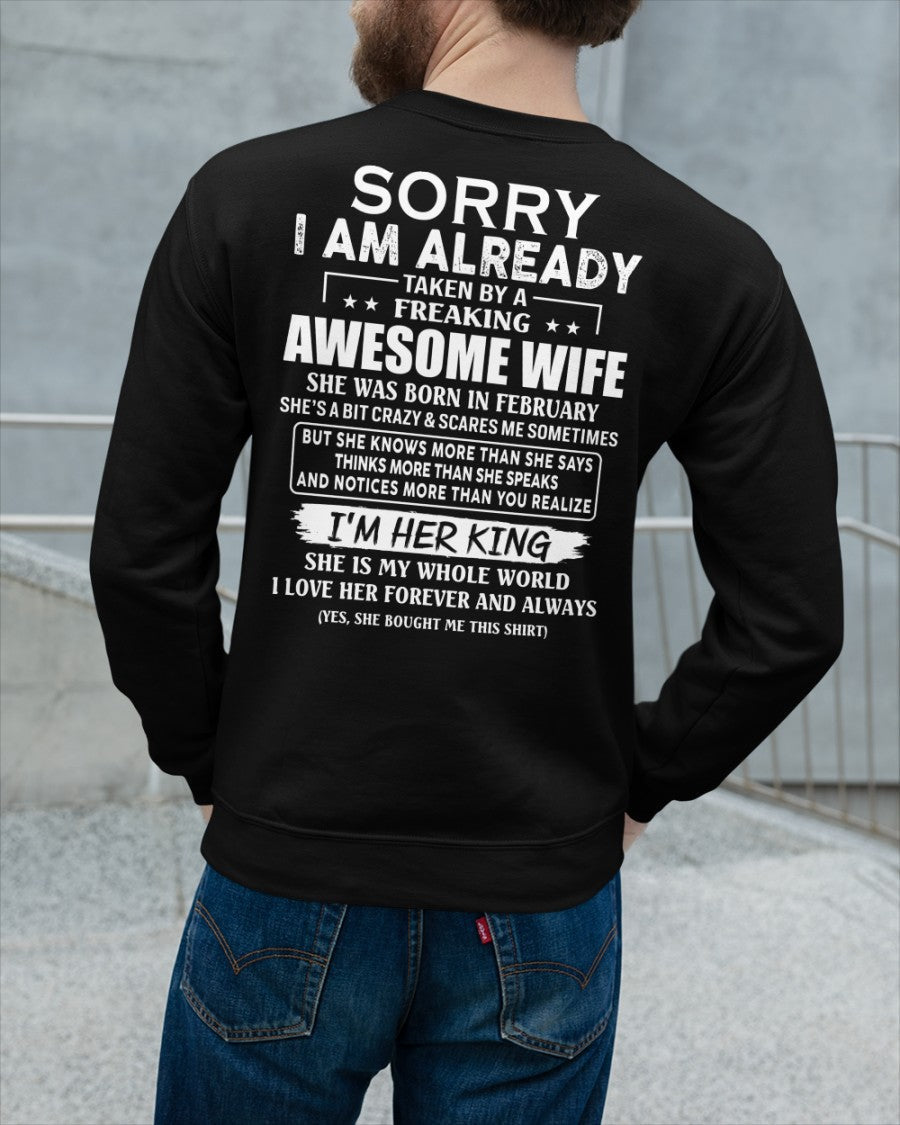 Awesome wife February - Perfect gift for husband from wife - tracy02 (SKU68-79-02)