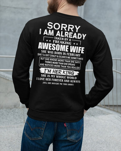 Awesome wife February - Perfect gift for husband from wife - tracy02 (SKU68-79-02)