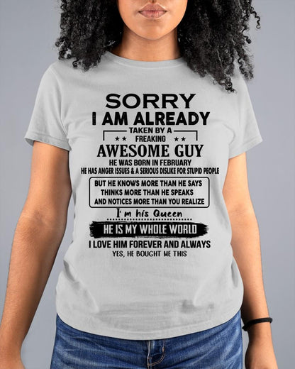 February - Awesome Boyfriend Born In February- Special gift for your Girlfriend - From Husband XUAN02 (SKUT08-11-02)