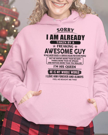Sorry I Am Already Taken By A Freaking Awes Some Guy - Gift For Your Girlfriend, Wife From Husband - XUAN00 (SKU07-177-00)