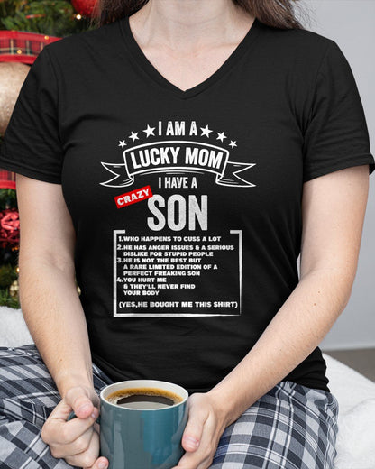 Mother's Day I am a lucky mom i have a crazy son Mom Son T-Shirt From SON - TRACY00 (SKU-TRAN-120513)