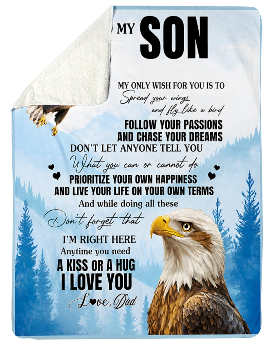 To My Son Blanket Sherpa Fleece Blanket Sherpa Fleece Blanket - From DAD (SKU2608-324)