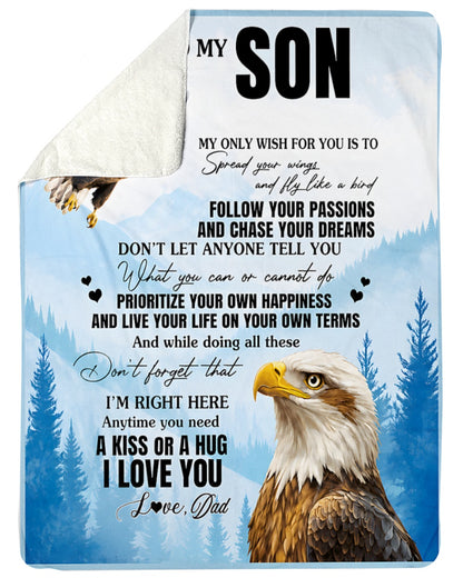 To My Son Blanket Sherpa Fleece Blanket Sherpa Fleece Blanket - From DAD (SKU2608-324)