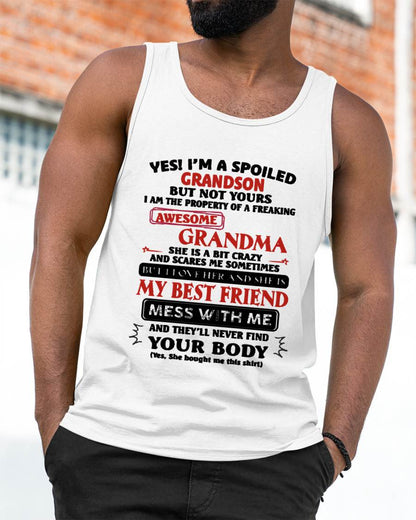 "YES! I'M A SPOILED GRANDSON OF AWESOME GRANDMA" – THE BEAUTIFUL T - SHIRT FROM GRANDMA – tracy00 (SKU2606-392-00)