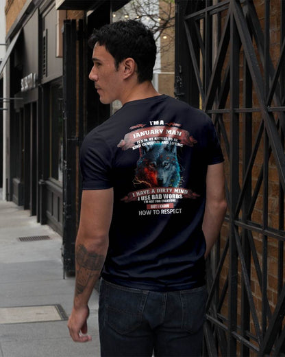 JANUARY - KNOW HOW TO RESPECT - BIRTHDAY T-SHIRT FOR MEN - tracy01 (SKU12-162-01)