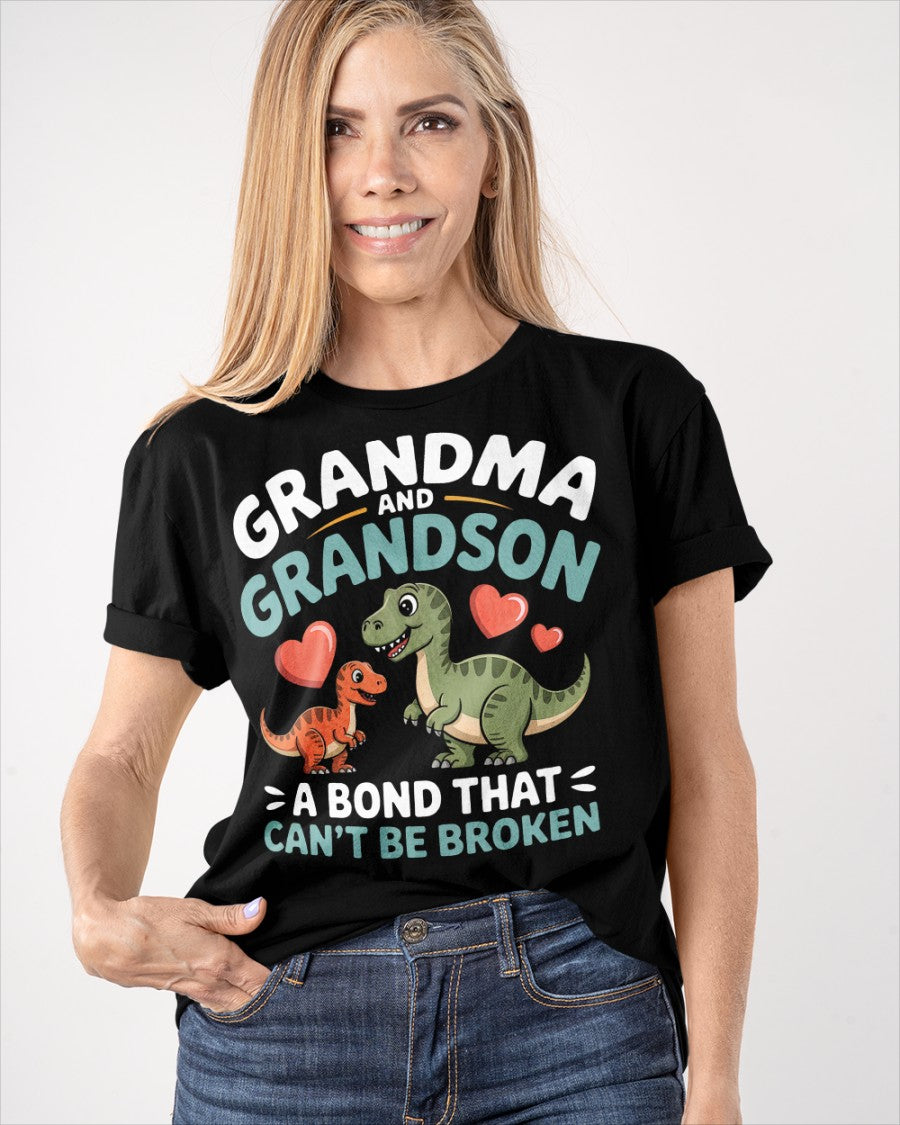 GRANDMA AND GRANDSON A BOND THAT CAN'T BE BROKEN DINOSAUR UNISEX T-SHIRT - tracy00 (SKU-GMS5)