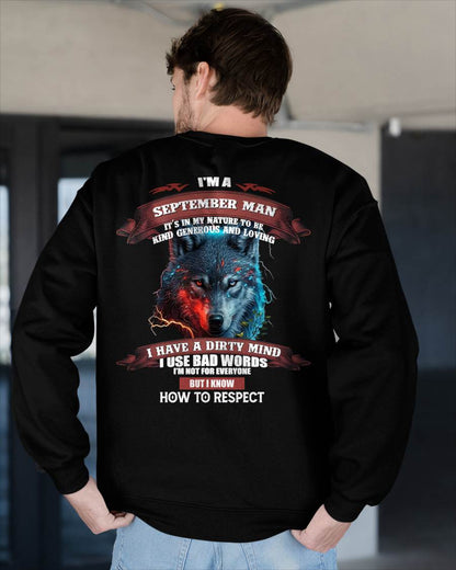 SEPTEMBER - KNOW HOW TO RESPECT - BIRTHDAY T-SHIRT FOR MEN - tracy09 (SKU12-162-09)