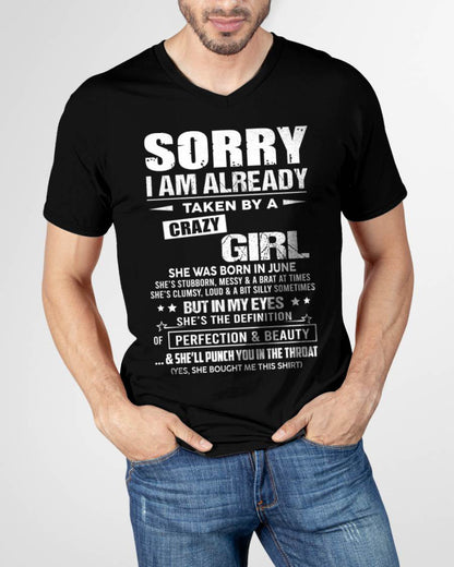 June – Sorry I Am Already Taken By A Crazy Girl – Gift For Your Boyfriend, Husband From Wife – XUAN06 (SKU10-139-06)