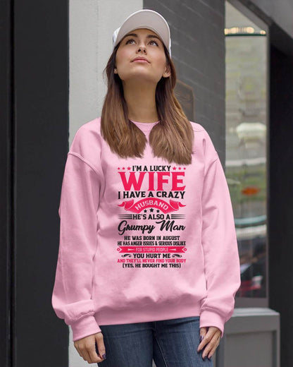 AUGUST - TO MY WIFE - I'M A LUCKY WIFE - GIFT FROM HUSBAND - tracy08 (SKU10-136-08)