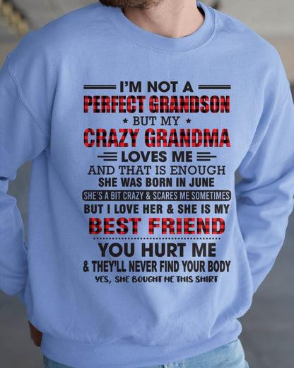 June – I’m Not A Perfect Grandson But My Crazy Grandma Loves Me – Gift For Grandson From Grandma – XUAN06 (SKU10-167-06)
