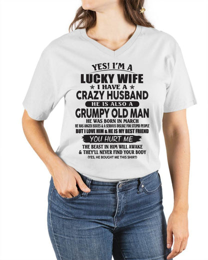 MARCH - TO MY WIFE - I'M A LUCKY WIFE - GIFT FROM HUSBAND - tracy03 (SKU11-30-03)