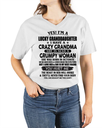 OCTOBER - LUCKY GRANDDAUGHTER OF CRAZY GRANDMA - PERFECT GIFT FROM GRANDMA - tracy10 (SKU12-146-10)