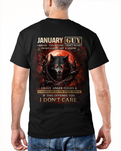 JANUARY - I DON'T CARE born in JANUARY T-shirt For MAN  - TRACY01 (SKU2602-163-01)