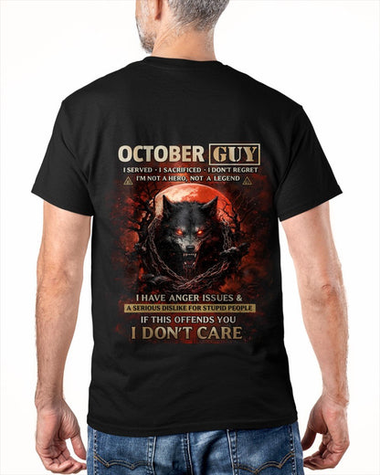 OCTOBER - I DON'T CARE born in OCTOBER T-shirt For MAN - TRACY10 (SKU2602-163-10)