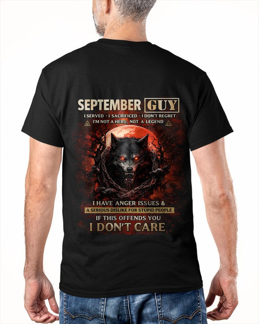 SEPTEMBER - I DON'T CARE born in SEPTEMBER T-shirt For MAN - TRACY09 (SKU2602-163-09)