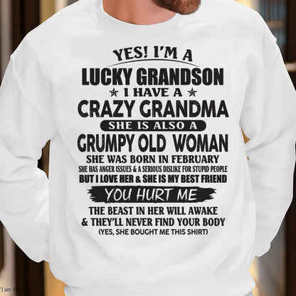 FEBRUARY - LUCKY GRANDSON OF CRAZY GRANDMA -  FROM GRANDMA - tracy02 (SKU10-173-02)