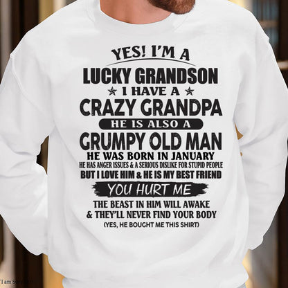 JANUARY - LUCKY GRANDSON OF CRAZY GRANDPA -  PERFECT GIFT FROM GRANDPA - tracy01 (SKU12-145-01)