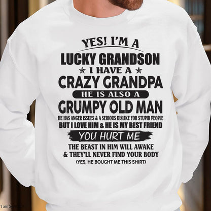 LUCKY GRANDSON OF CRAZY GRANDPA -  PERFECT GIFT FROM GRANDPA - tracy00 (SKU12-145-00)