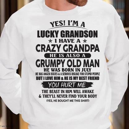 JULY - LUCKY GRANDSON OF CRAZY GRANDPA -  PERFECT GIFT FROM GRANDPA - tracy07 (SKU12-145-07)