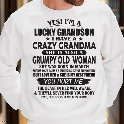 MARCH - LUCKY GRANDSON OF CRAZY GRANDMA -  FROM GRANDMA - tracy03 (SKU10-173-03)