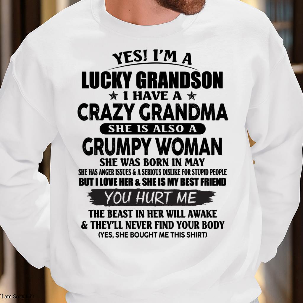 MAY - LUCKY GRANDSON OF CRAZY GRANDMA -  PERFECT GIFT FROM GRANDMA - tracy05 (SKU12-113-05)