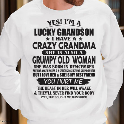 DECEMBER - LUCKY GRANDSON OF CRAZY GRANDMA -  FROM GRANDMA - tracy12 (SKU10-173-12)
