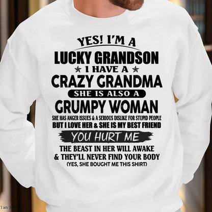 LUCKY GRANDSON OF CRAZY GRANDMA -  PERFECT GIFT FROM GRANDMA - tracy00 (SKU12-113-00)