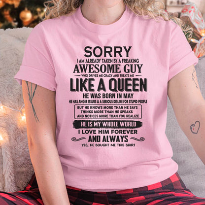 May - Sorry I am already taken by a freaking awesome guy - Gift for Wife From Husband - tracy05 (SKU08-25-05)