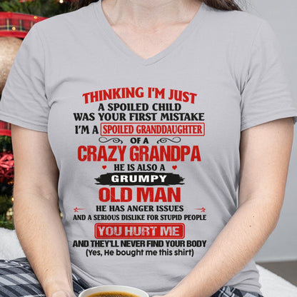 Spoiled Granddaughter of a Crazy Grandpa Shirt – Birthday Gift from Grandpa / Man - XUAN00 (SKU12-200-00)